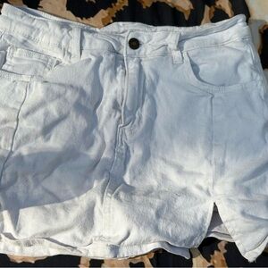 White Denim Mini Skirt/ Skort